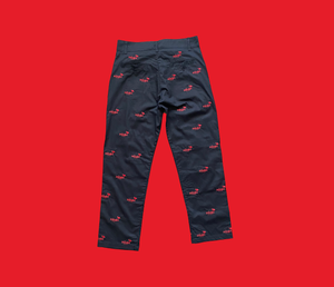 embroidered logo chino pants. - black — mingo by domingo.